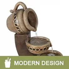 5 Tiered Polyresin Cascading Pitchers Outdoor Fountains and Waterfalls,