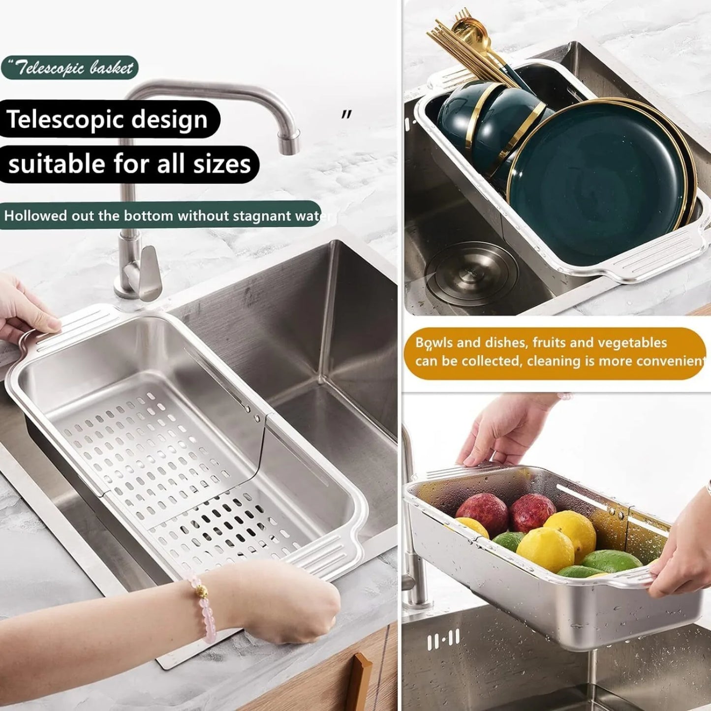 Retractable Kitchen Sink Basket