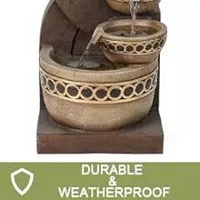 5 Tiered Polyresin Cascading Pitchers Outdoor Fountains and Waterfalls,