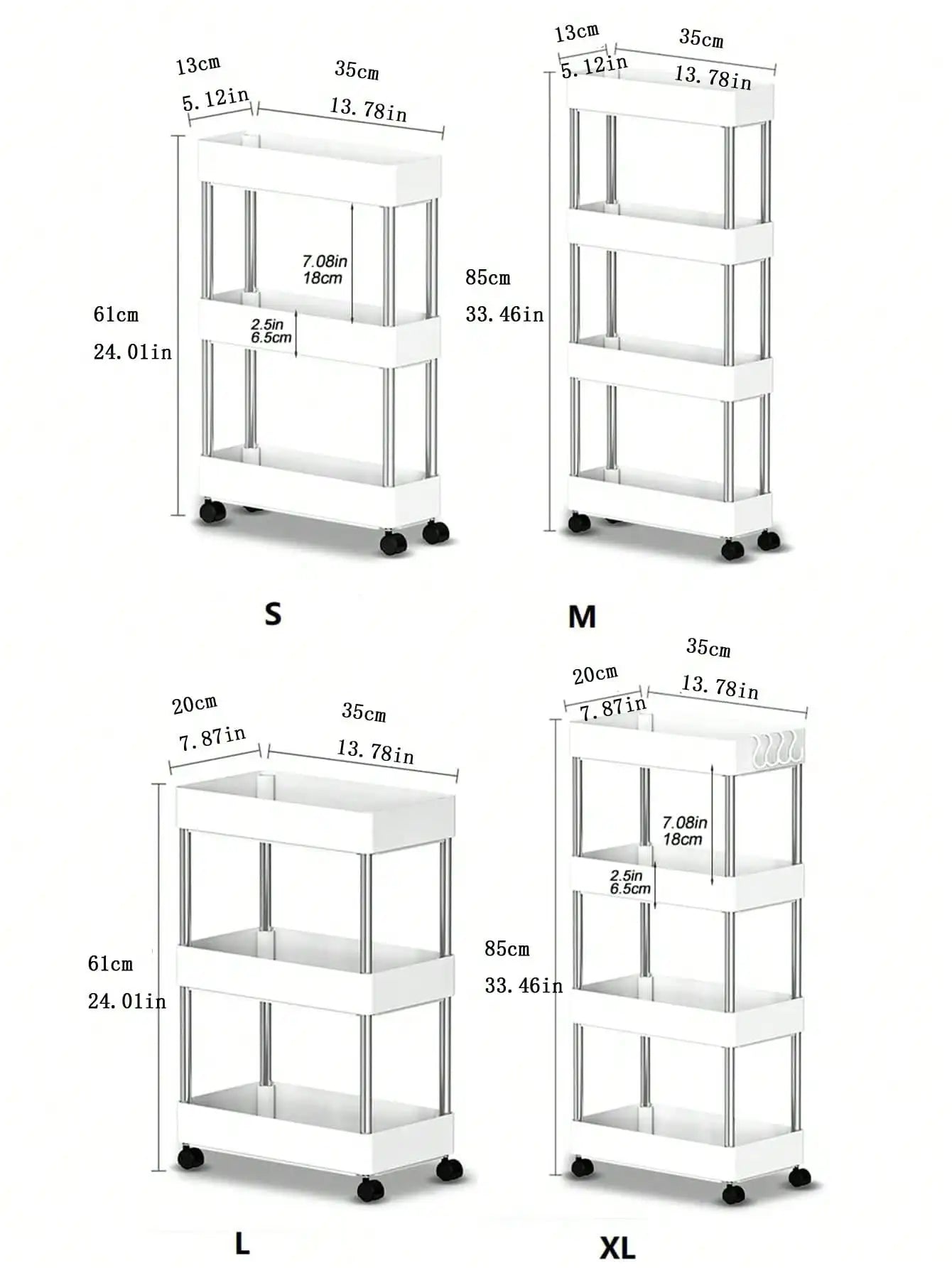Rolling Utility Cart Storage Shelf