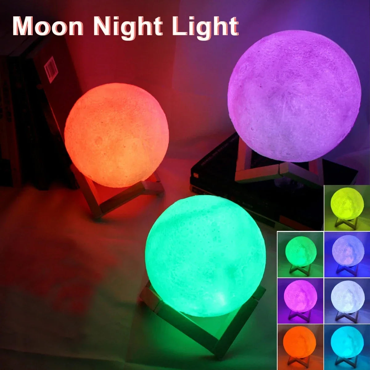 Battery Powered With Stand Starry Moon Lamp