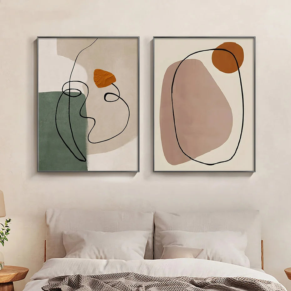 Abstract Geometric Face Line Art Wall Posters Canvas