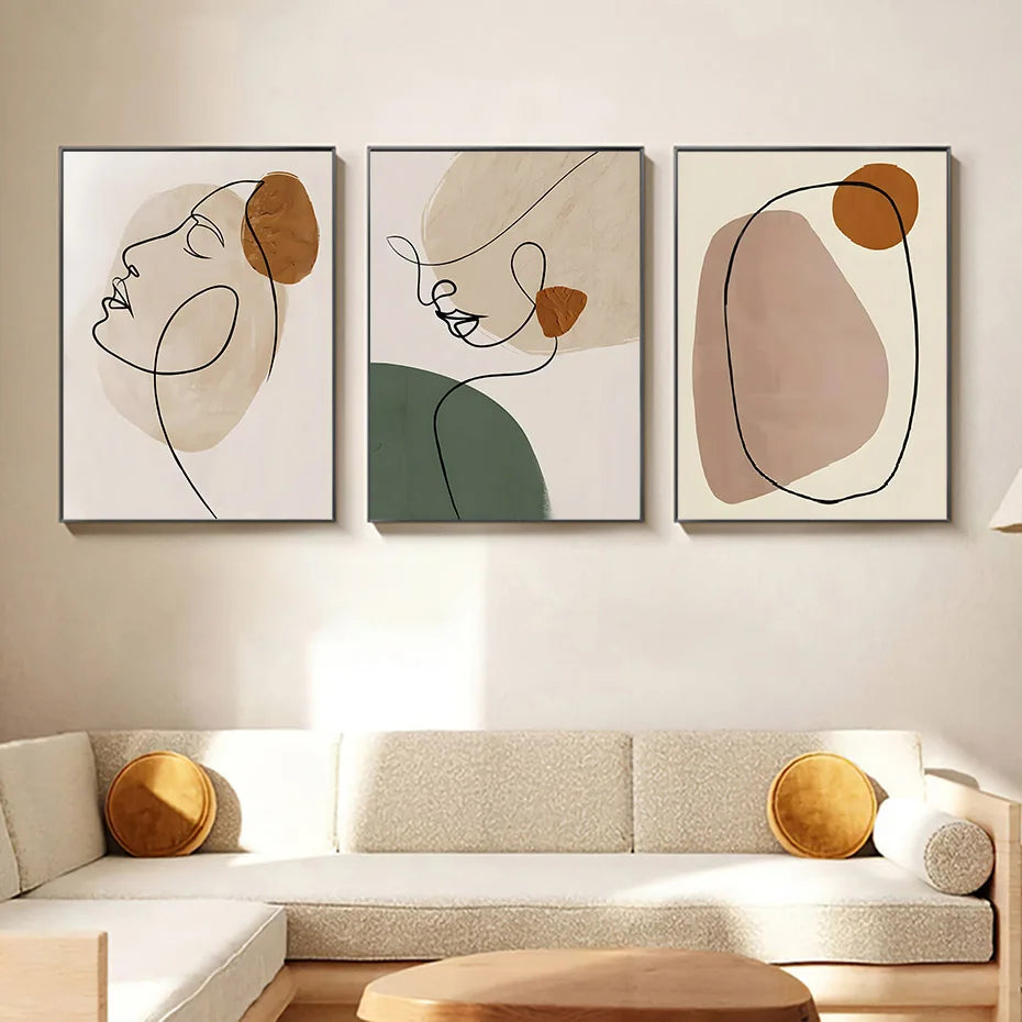 Abstract Geometric Face Line Art Wall Posters Canvas