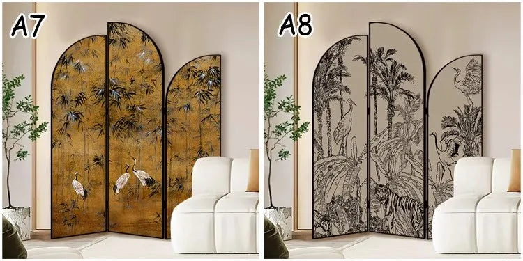 French retro foldable screen partition living room style foyer