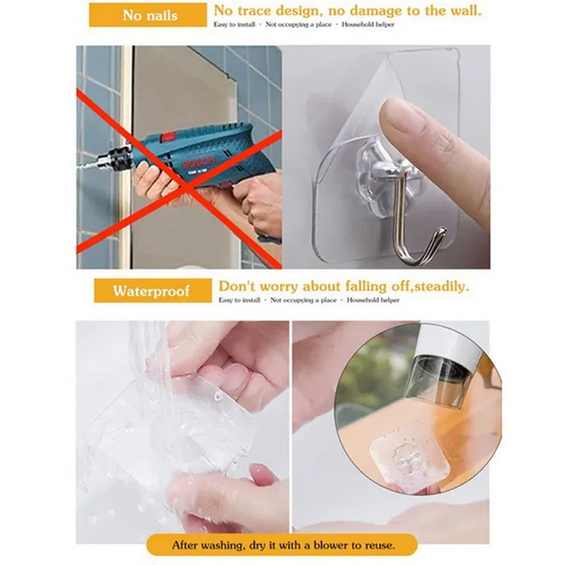 Transparent Self Adhesive Key Storage Hanger Hooks