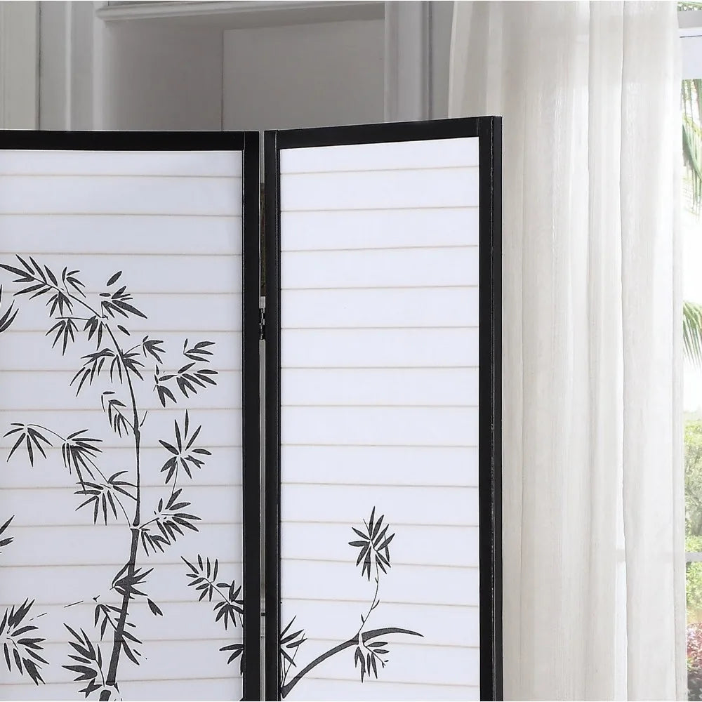 Print 4-Panel Framed Room Screen/Divider,White and/or Black Finish