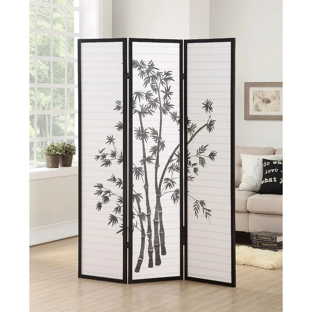 Print 4-Panel Framed Room Screen/Divider,White and/or Black Finish