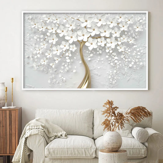 Back White Flowers Wall Art Canvas