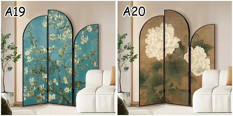 French retro foldable screen partition living room style foyer