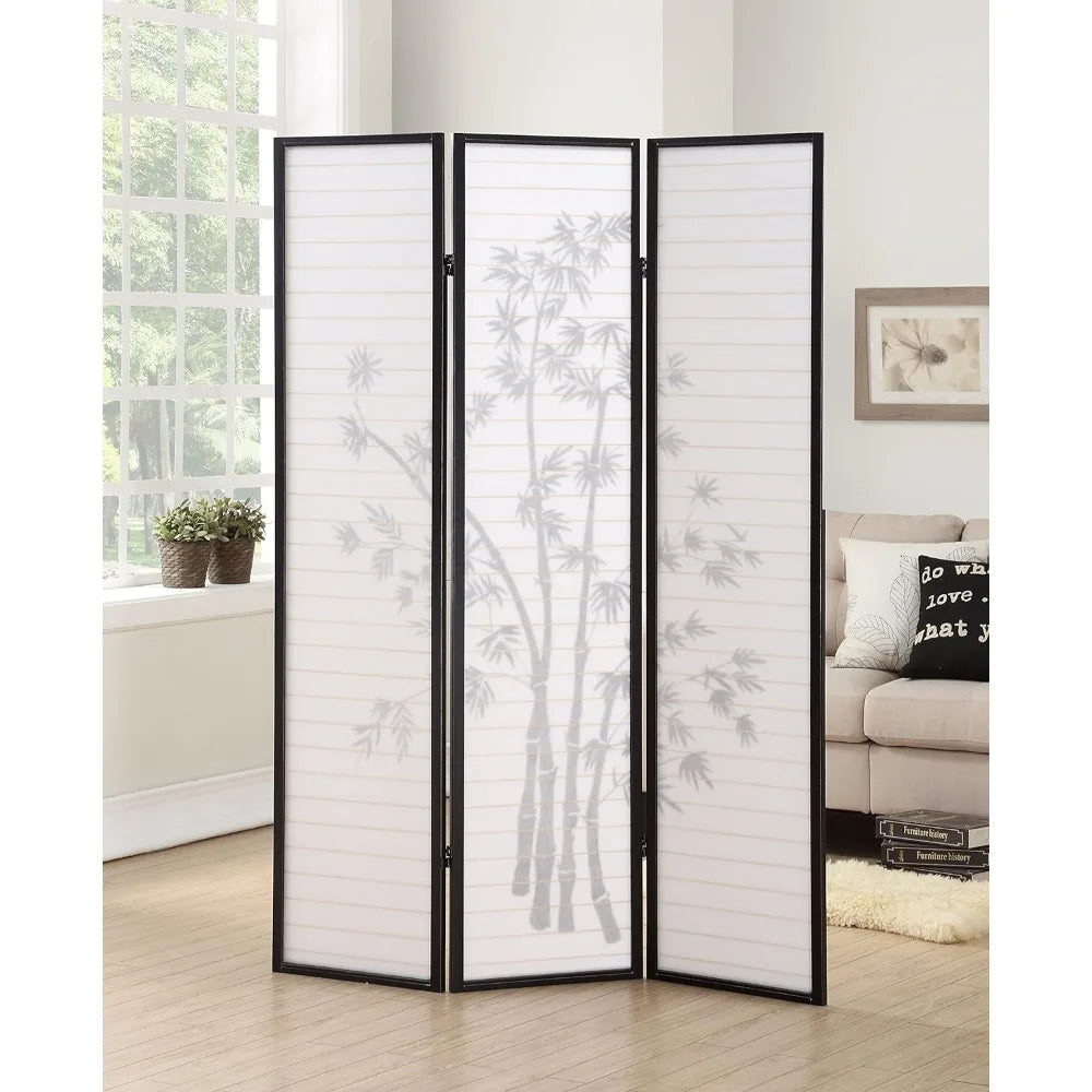 Print 4-Panel Framed Room Screen/Divider,White and/or Black Finish