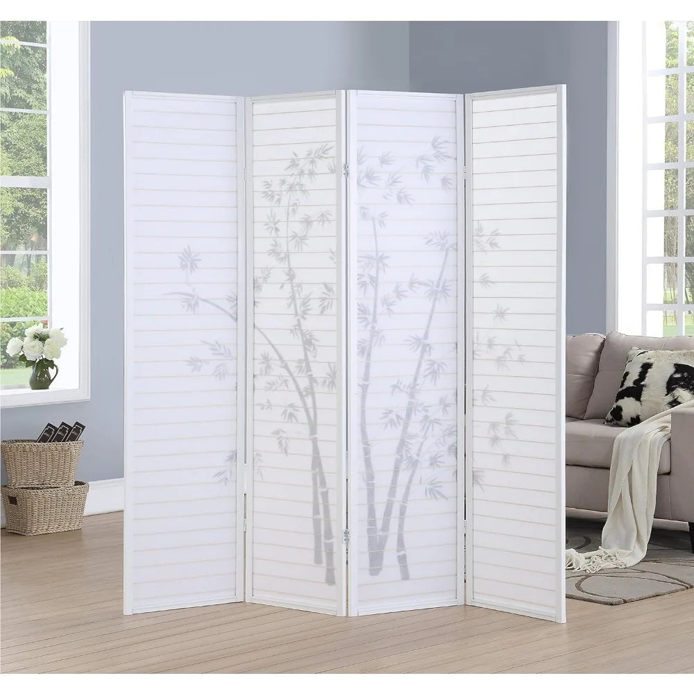 Print 4-Panel Framed Room Screen/Divider,White and/or Black Finish