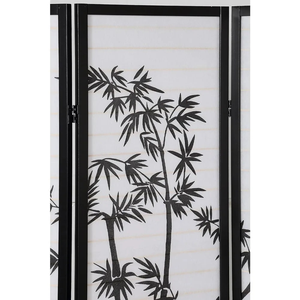 Print 4-Panel Framed Room Screen/Divider,White and/or Black Finish