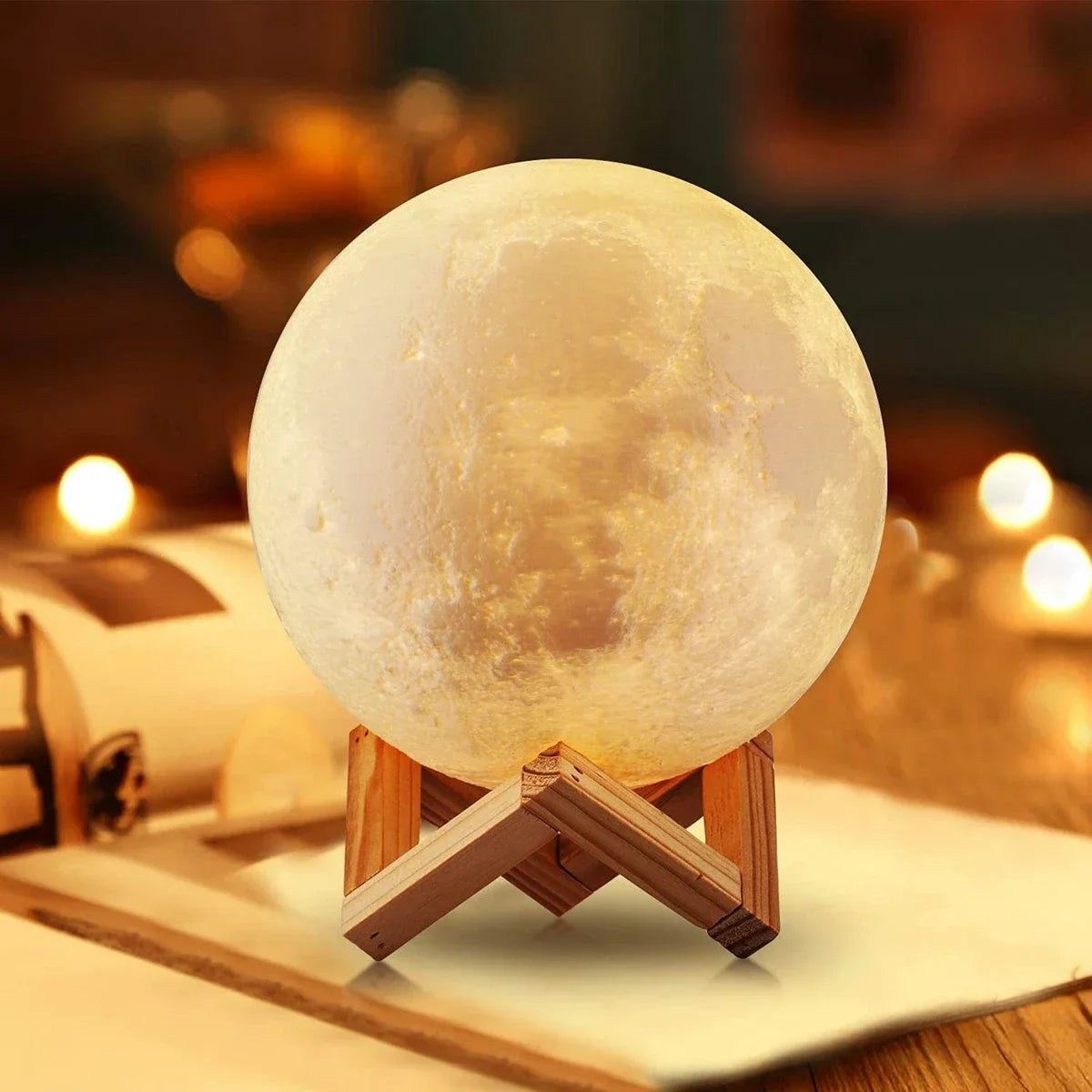 Battery Powered With Stand Starry Moon Lamp