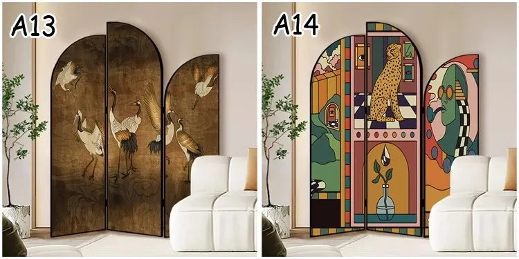 French retro foldable screen partition living room style foyer