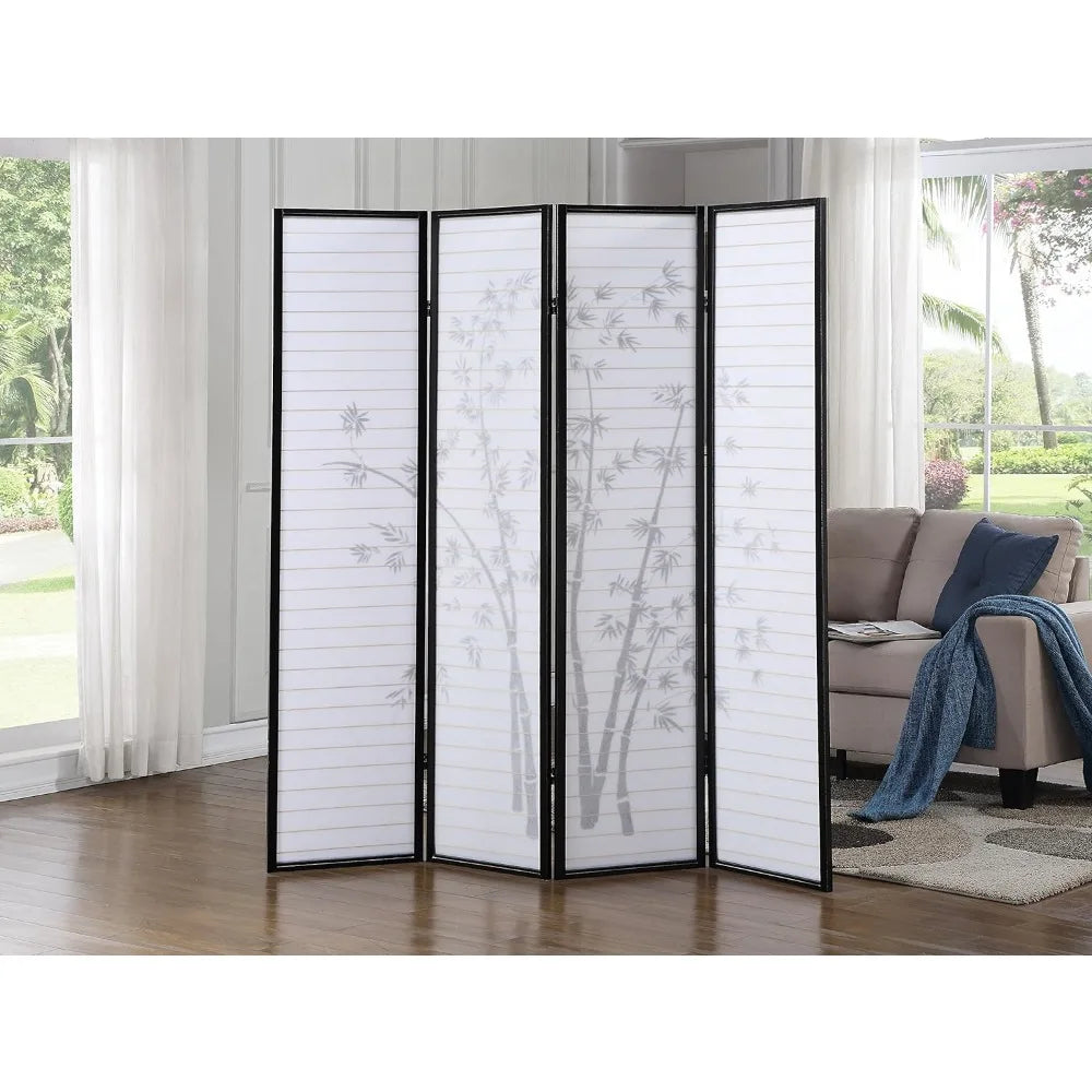 Print 4-Panel Framed Room Screen/Divider,White and/or Black Finish